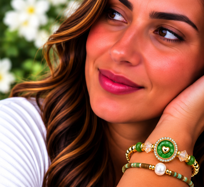 Circle, Shell and Heart Bracelet Set