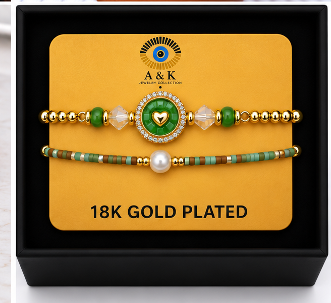 Circle, Shell and Heart Bracelet Set