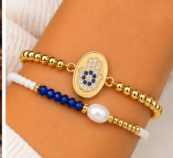 Hamsa Bracelet Set – 18K Gold Plated