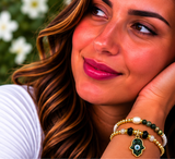 Resin Hamsa Bracelet Set – 18K Gold Plated Green