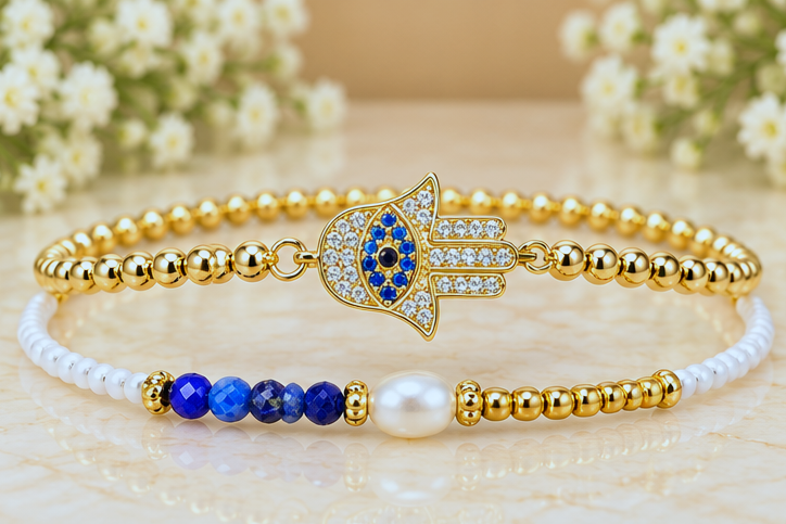 Hamsa with Eye Cubic Zirconia Bracelet