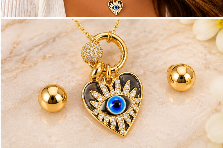 Black Heart Necklace & Earring Set