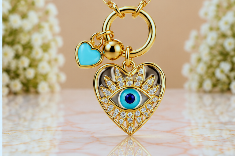 Heart with Eye Necklace & Earring Set
