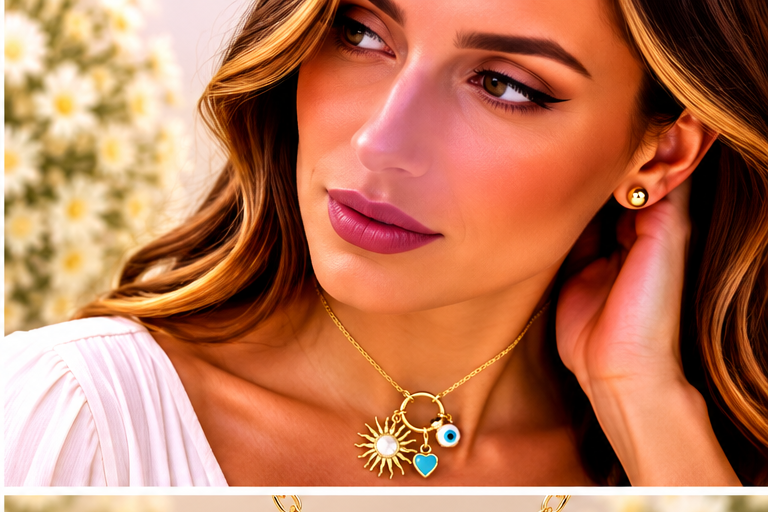 Gold Sun with Eye Necklace/Earring Set