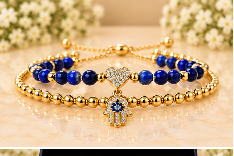 Purple Hamsa Cubic Zirconia Bracelet