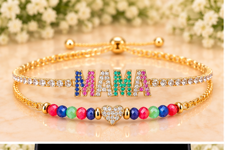 Multicolored Mama Cubic Zirconia Bracelet