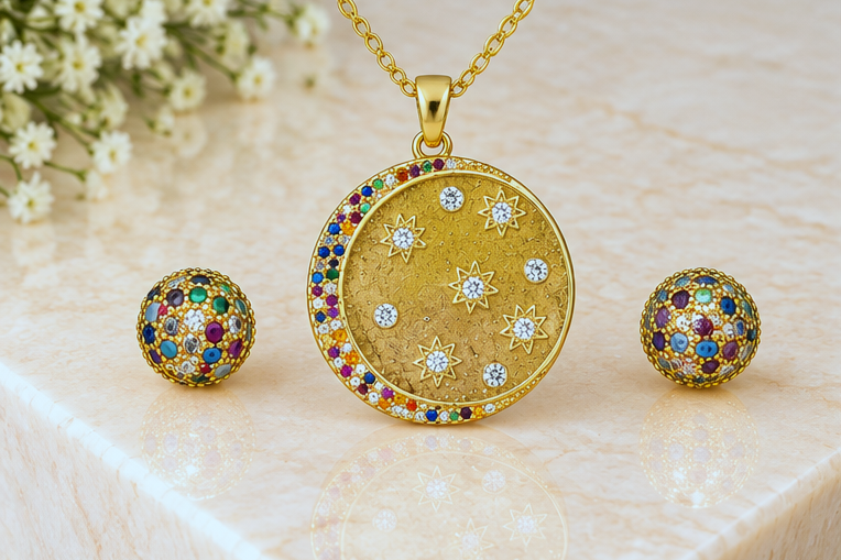 Starry Moon Necklace & Earring Set