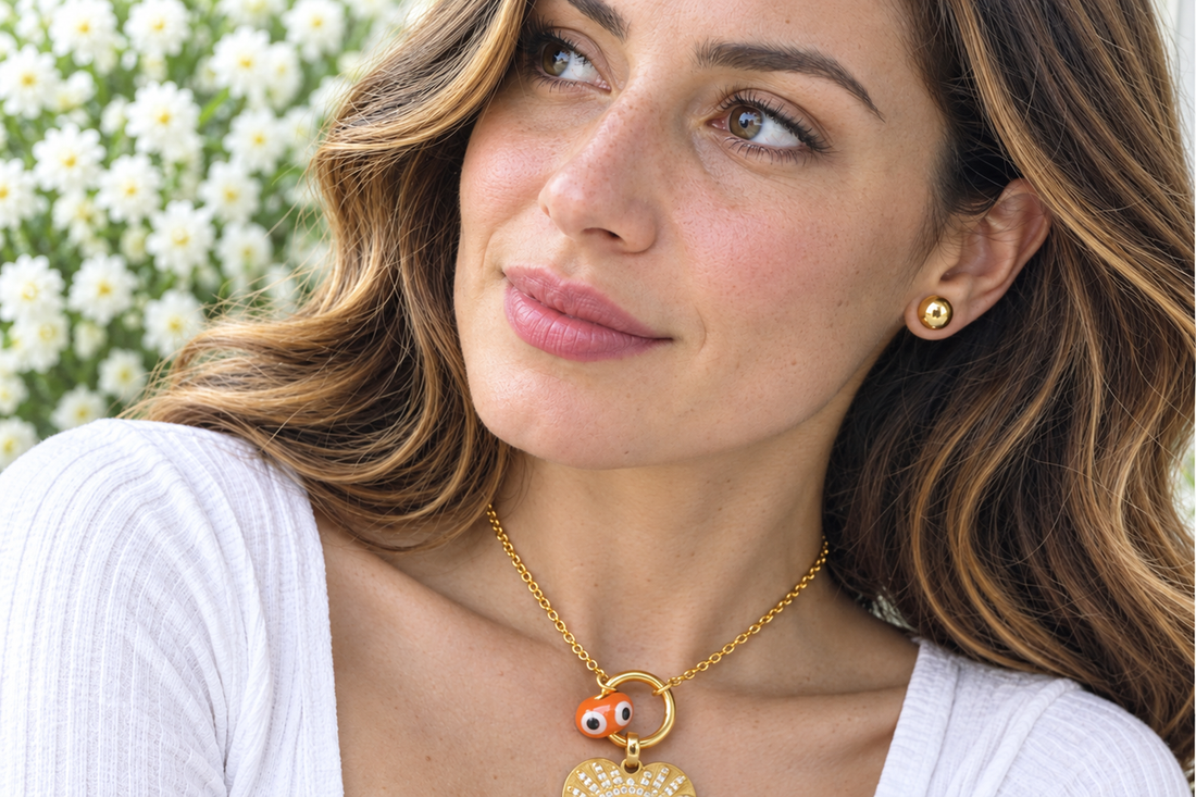Red Eye and Heart Necklace & Earring Set