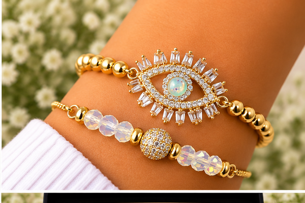Eye Lash Cubic Zirconia Bracelet – 18K Gold Plated White