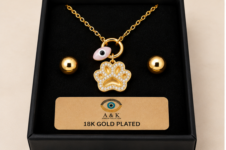 Paw Charm Necklace Set