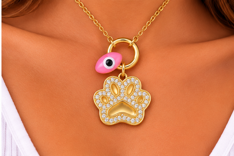 Paw Charm Necklace Set
