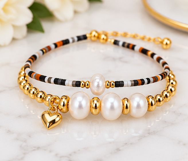 Pearl Ball Bracelet Set