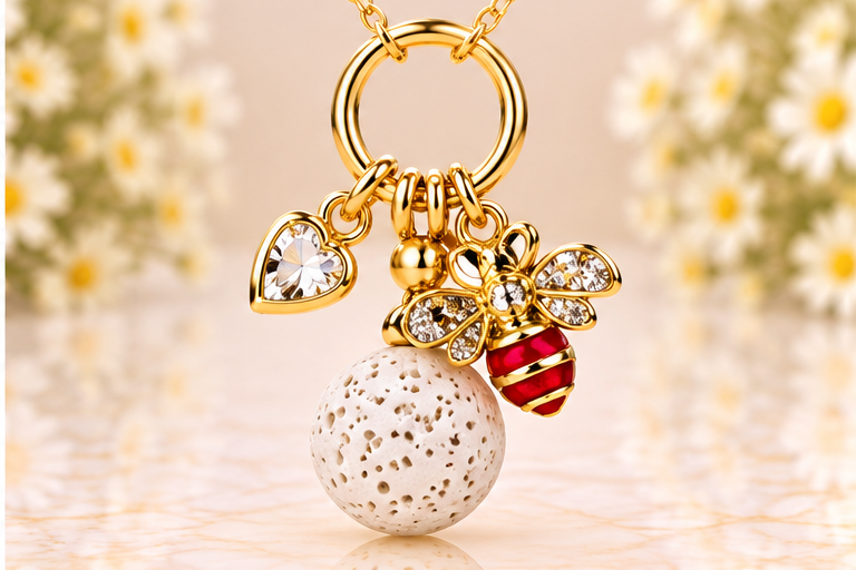 Bee Red Necklace/Earring Set