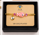 Pink Ceramic Fish Charm Bracelet – 18K Gold Plated