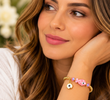 Pink Ceramic Fish Charm Bracelet – 18K Gold Plated