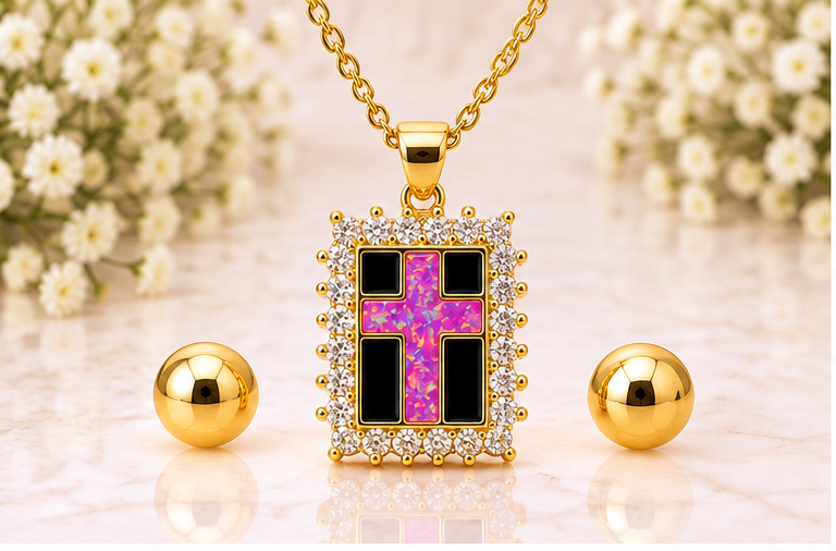 Zirconia Cross Necklace Set