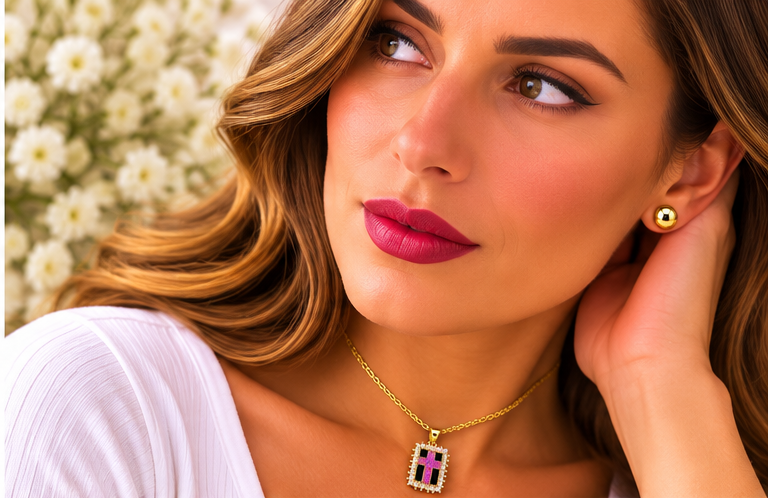 Zirconia Cross Necklace Set