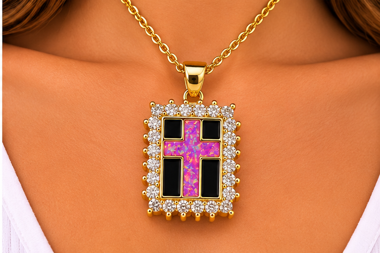Zirconia Cross Necklace Set