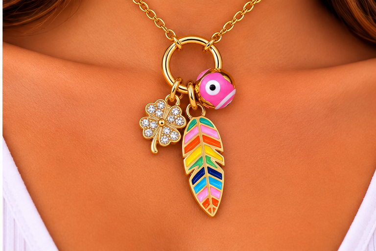 Leaf and Clover Necklace Set