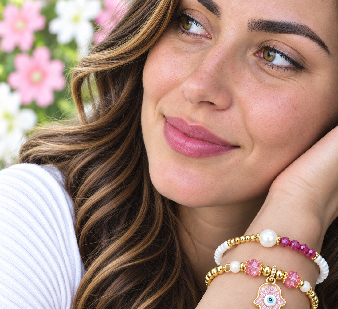 Resin Hamsa Bracelet Set