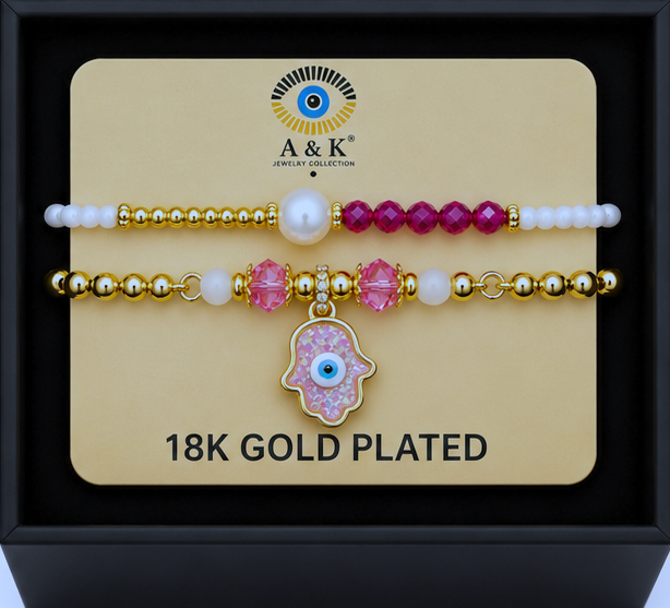 Resin Hamsa Bracelet Set
