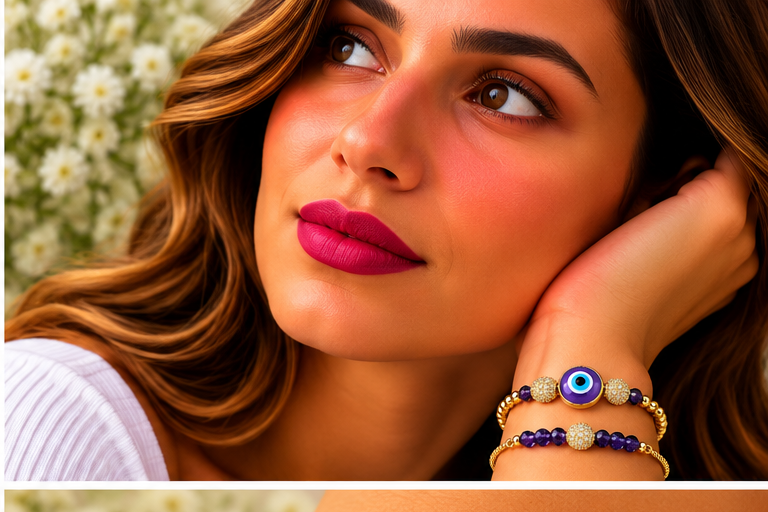 Purple & White Eye Cubic Zirconia Bracelet