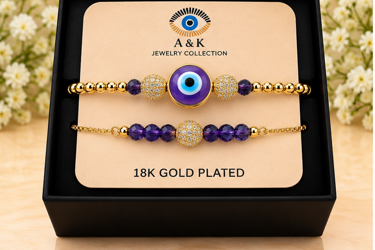 Purple & White Eye Cubic Zirconia Bracelet
