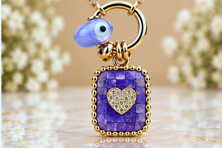 Purple Heart Necklace & Earring Set