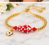 Red Ceramic Fish Charm Bracelet – 18K Gold Plated