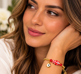 Red Ceramic Fish Charm Bracelet – 18K Gold Plated