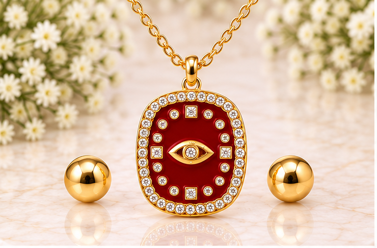 Enamel Eye Necklace Set