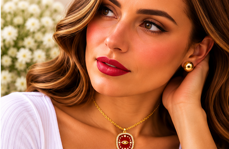 Enamel Eye Necklace Set