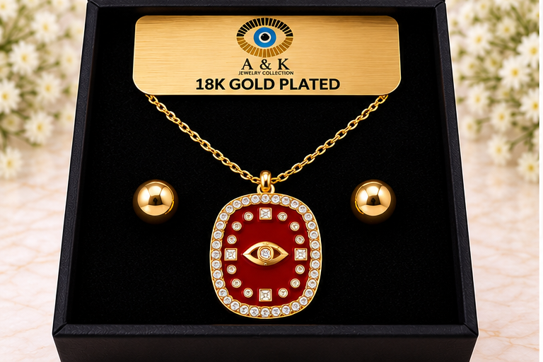 Enamel Eye Necklace Set