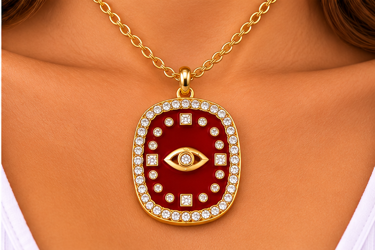 Enamel Eye Necklace Set
