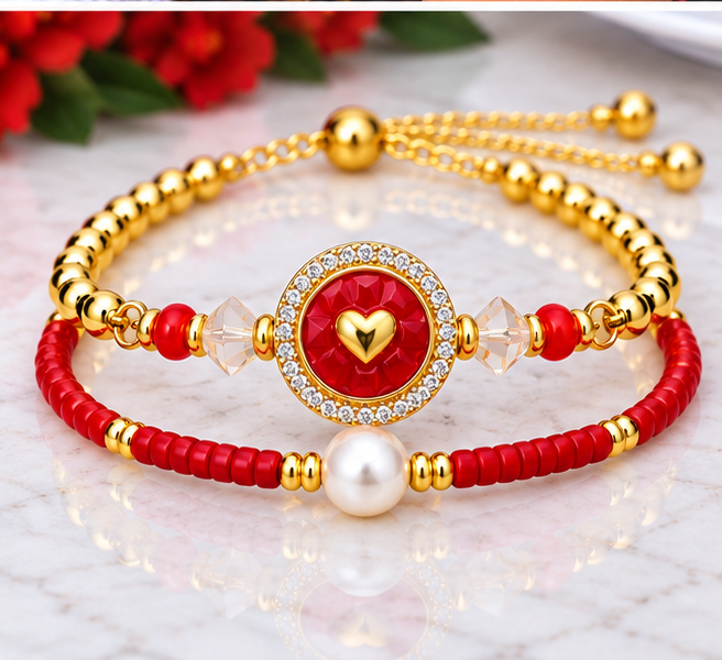 Circle, Shell and Heart Bracelet Set