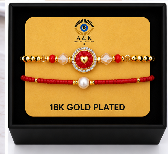 Circle, Shell and Heart Bracelet Set