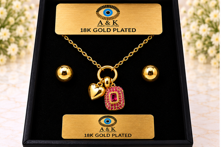 Rectangular Zircon Necklace Set