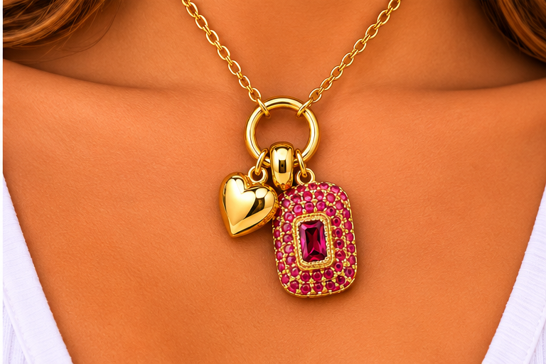 Rectangular Zircon Necklace Set