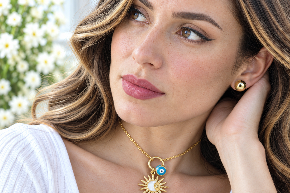Sun and Moon Necklace & Earring Set