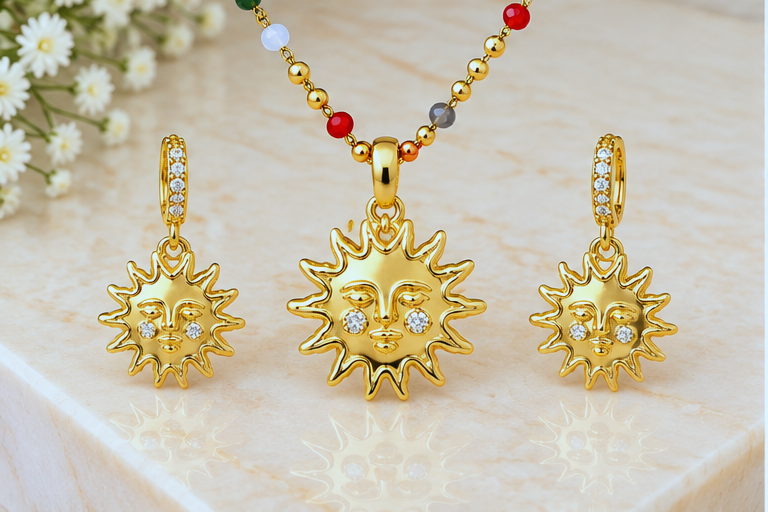 Sun Necklace & Earring Set