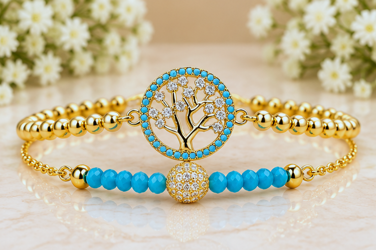 Tree of Life Circle Cubic Zirconia Bracelet