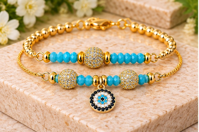 Evil Eye Charm with Zirconia Balls