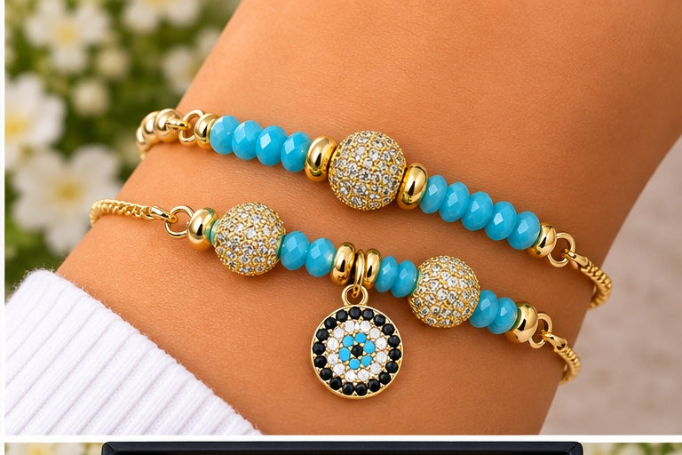 Evil Eye Charm with Zirconia Balls
