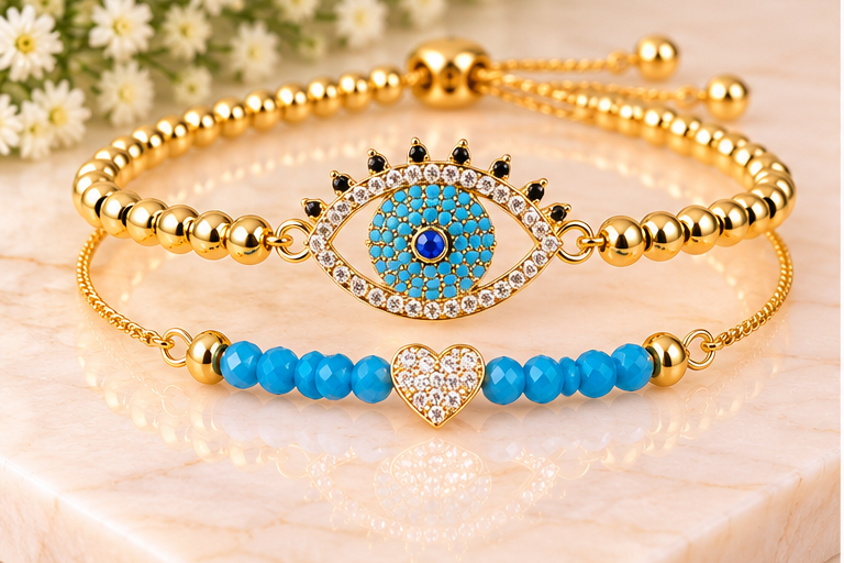 Blue Eye Cubic- 18K Gold Plated