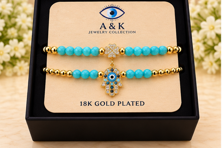 Turquoise Hamsa with Eye Cubic Zirconia Bracelet
