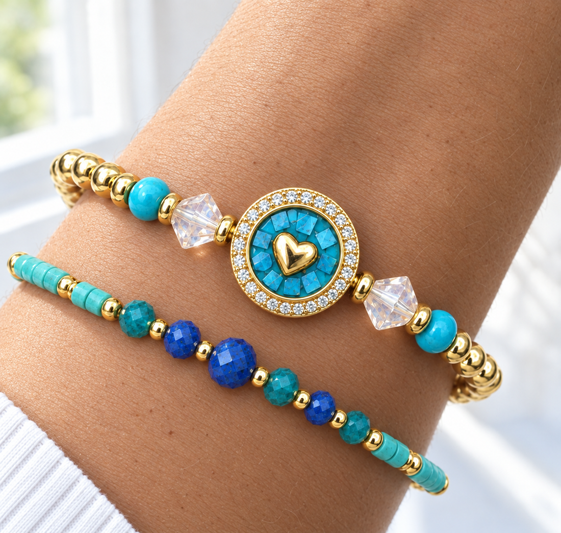 Circle, Shell and Heart Bracelet Set