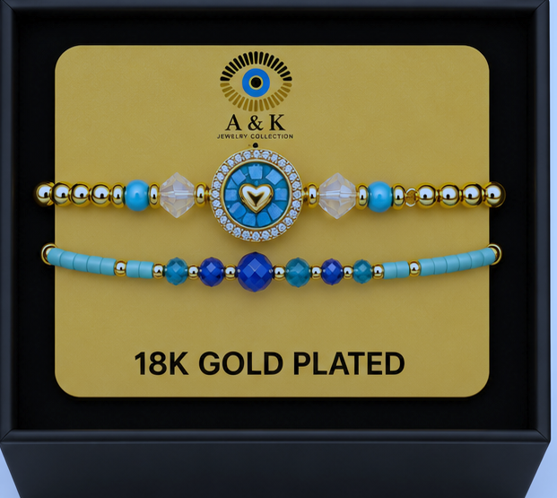 Circle, Shell and Heart Bracelet Set