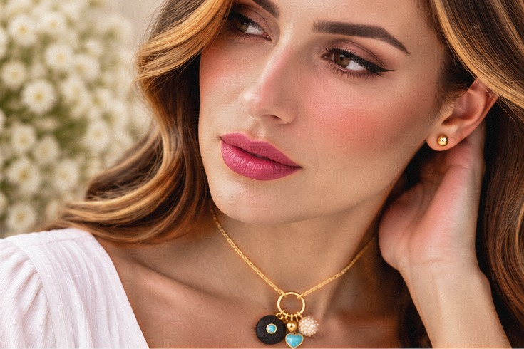 Turquoise Heart & Black Necklace/Earring Set