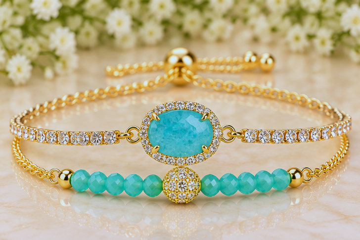 Turquoise Oval Cubic Zirconia Bracelet