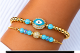 Zirconia Light Blue Pink Enamel - 18K Gold Plated